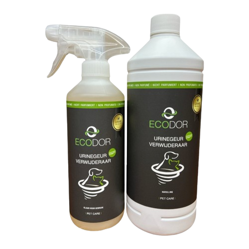 Ecodor UF2000 4Pets Actiepakket: 500 ml triggerspray en 1 liter navul, de ultieme oplossing voor het verwijderen van urinegeur van huisdieren