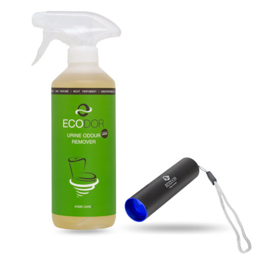 Ecodor urine geur verwijderaar spray 500 ml met UV urinevlek detector oplaadbaar