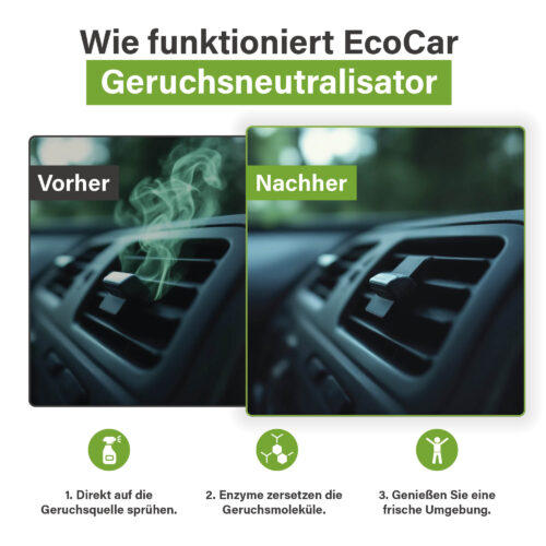 Voor-en-na vergelijking van autoventilatie met EcoCar Ontgeurder
