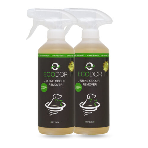 DUO-Pack Ecodor UF2000 4Pets - Zwei 500-ml-Flaschen zur kraftvollen und langanhaltenden Entfernung von Uringerüchen bei Haustieren.